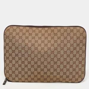 Gucci Beige/Brown GG Canvas Laptop Case