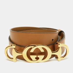 Gucci Tan Leather Zumi Belt 80CM