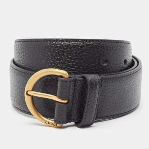 Gucci Black Leather Buckle Belt 85 CM