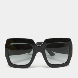 Gucci Black Gradient GG0102S Pop Glitter Iconic Oversize Square Sunglasses
