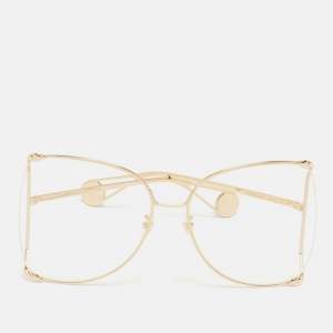 Gucci Gold Metal GG0252S Pearl Oversized Sunglasses 