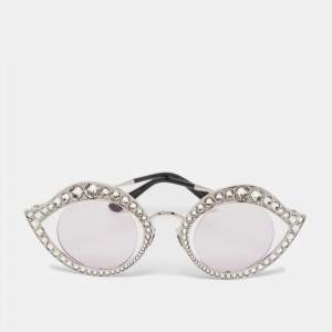 Gucci Lilac/Silver GG0046S Crystals Eye Round Sunglasses