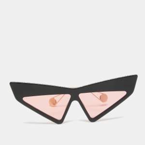 Gucci Black/Pink GG0430S Crystals Embellished Geometric Sunglasses