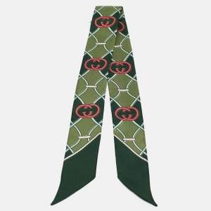 Gucci Green GG Print Silk Bandeau Scarf