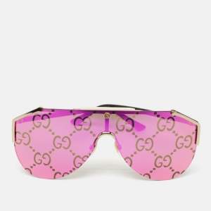 Gucci Pink Guccissima Mirrored GG0584S Mask Sunglasses