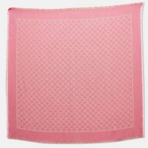 Gucci Pink GG Web Wool Blend Square Scarf