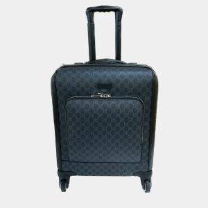 Gucci Black Turismo Carry On GG Supreme Canvas Rolling Luggage