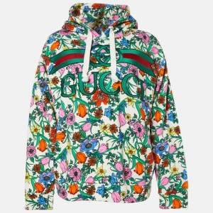 Gucci Beige Printed and Embroidered Knit Hoodie S