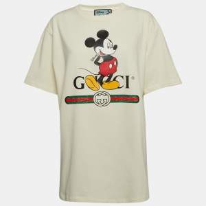 Gucci X Disney Cream Mickey Mouse Print Cotton T-Shirt M