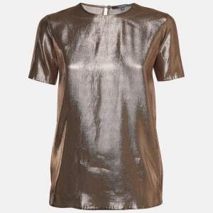 Gucci Gold Silk Blend Lamé Top S