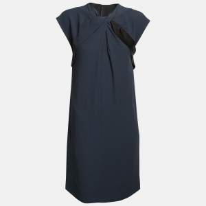 Gucci Navy Blue Crepe Twist Detail Sleeveless Mini Dress S