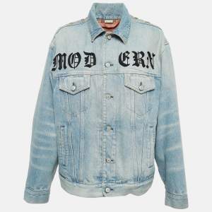 Gucci Blue Denim Embroidered Denim Jacket M