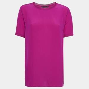 Gucci Magenta Pink Silk Open Back T-Shirt S
