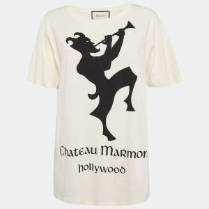 Gucci Cream Chateau Marmont Print Jersey T-Shirt S