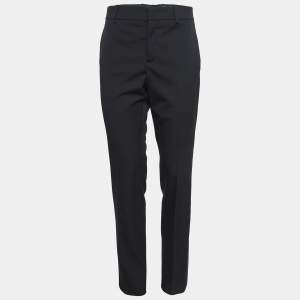 Gucci Black Wool Side Satin Trim Trousers M