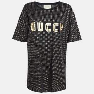 Gucci Black Star Print 'Guccy' Crew Neck T Shirt XXL