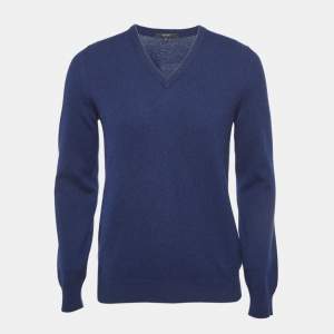 Gucci Navy Blue Cashmere Knit V-Neck Sweater S