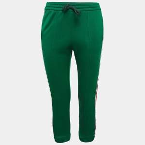 Gucci Green Jersey Side Stripe Detail Technical Joggers XXS