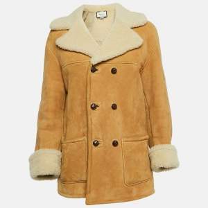 Gucci Brown Fur and Leather Buttoned Coat S