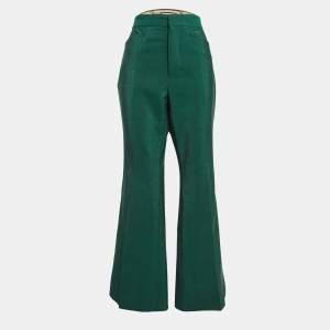 Gucci Green Wool Wide Leg Trousers L