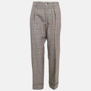 Gucci Grey Plaid Wool Trousers M
