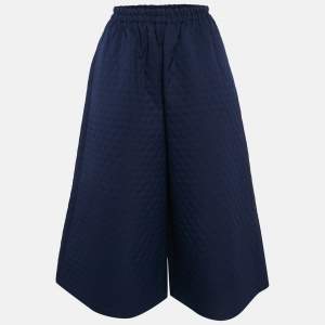 Gucci Navy Blue Quilted Crepe Culottes S 