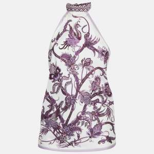 Gucci Printed Silk Tie-Up Detail Halter Top One Size 