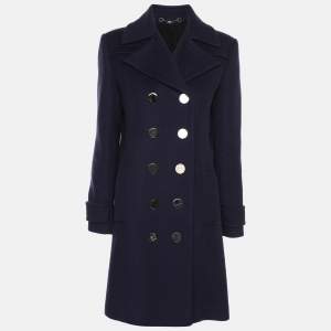 Gucci Navy Blue Wool Double Breasted Coat S