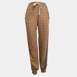 Gucci Brown Logo Jacquard Crepe Trackpants S