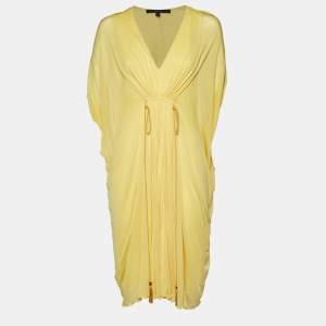 Gucci Yellow Jersey V-Neck Kaftan Dress S