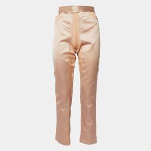 Gucci Nude Pink Silk Belt Detail Trousers M