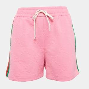 Gucci Pink GG Jacquard Jersey Web Stripe Shorts S