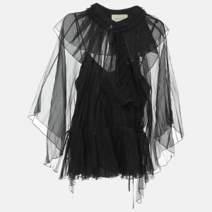 Pre Owned Gucci Black Knit Fabric Top M