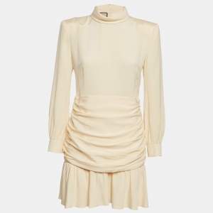 Gucci Yellow Silk Ruched Detail Mini Dress M