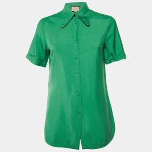 Gucci Green Silk Button Front Shirt S