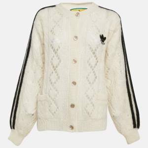 Gucci X Adidas Ivory Mohair Knit Button Front Cardigan L