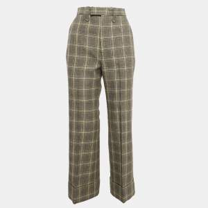 Gucci Grey/Beige Prince of Wales Checks Wool Blend Tapered Trousers S