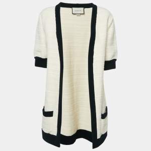 Gucci Cream Wool & Cotton Knit Open Front Cardigan L