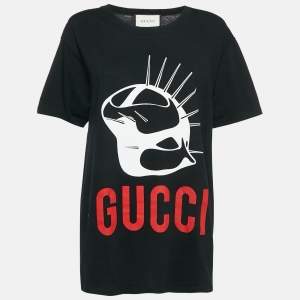 Gucci Black Manifesto Mask Print Cotton Crew Neck T-Shirt M