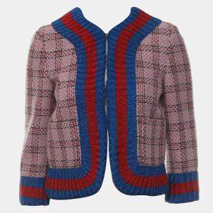 Gucci Pink Silk, Viscose Tweed Metallic Opened Cardigan IT Women 40