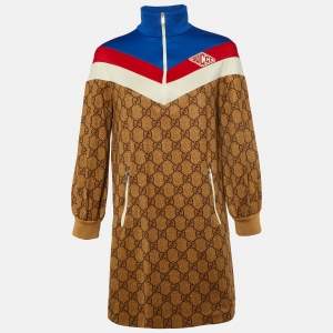 Gucci Brown GG Print Technical Jersey Mini Dress S