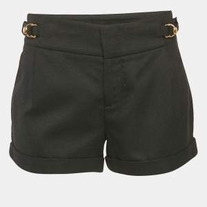 Gucci Black Wool Adjustable Waist Detail Shorts S