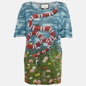 Gucci Multicolor Printed Linen Knit Top XS