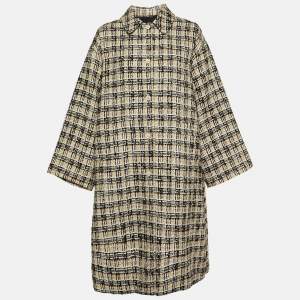 Gucci Beige Tweed Button Front Long Coat M