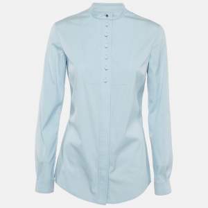 Gucci Equestrian Blue Cotton Button Front Shirt M