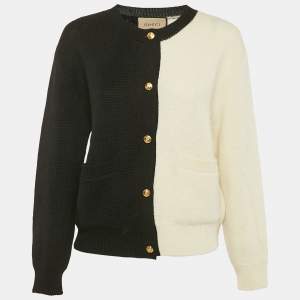 Gucci Black/White Monochrome Button Front Cardigan S