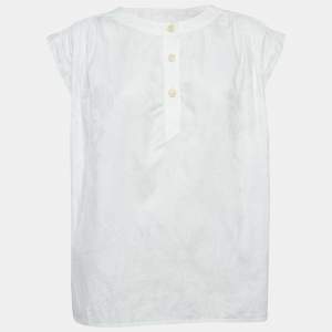Gucci Vintage White Jacquard Cotton Blouse M