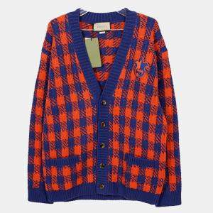Gucci Checked Wool Interlocking Cardigan Size L