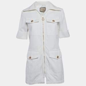 Gucci White Denim Short Sleeve Jacket S