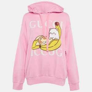 Gucci Pink Banana Print Cotton Hoodie XS
